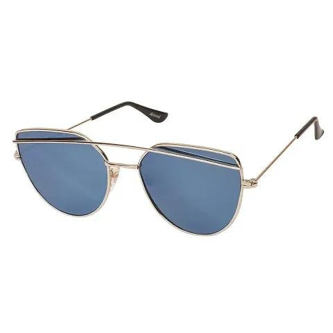 Arzonai Hayes Retro Square Shape Golden-Silver Mirrored UV Protection Sunglasses For Men Women [MA-034-S1 ]