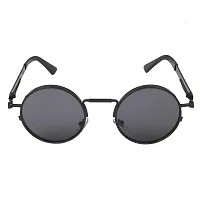 ARZONAI Mens Steampunk Round Sunglasses, Frame Colour:- Black , Lens Colour- Black (Medium) ndash; Pack of 1-thumb1