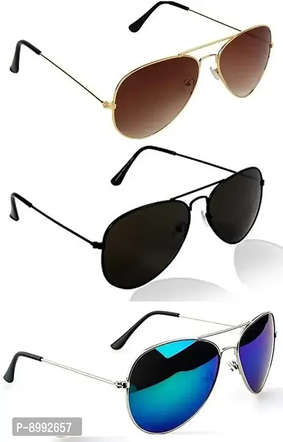 Arzonai Unisex Metal Sunglasses Pack of 3 (Medium)-thumb0