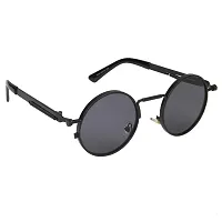 ARZONAI Mens Steampunk Round Sunglasses, Frame Colour:- Black , Lens Colour- Black (Medium) ndash; Pack of 1-thumb2
