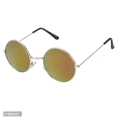 Arzonai Hammond Round Shape Silver-Yellow Mirrored UV Protection Sunglasses For Men  Women [MA-040-S13 ]-thumb0