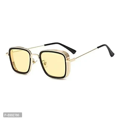 ARZONAI Carryminati Square Unisex Sunglasses (Golden Frame, Yellow Lens, Large)