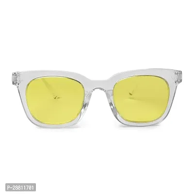 Retro Square Stylish Unisex Sunglasses (Transparent-Yellow)-thumb5