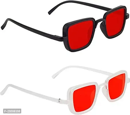 Modern Red Plastic Sunglasses Pack Of 2