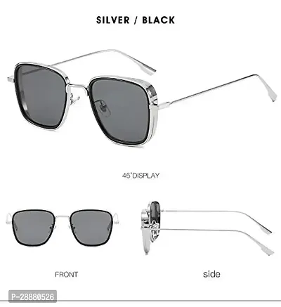 Modern Black Metal Sunglasses-thumb3