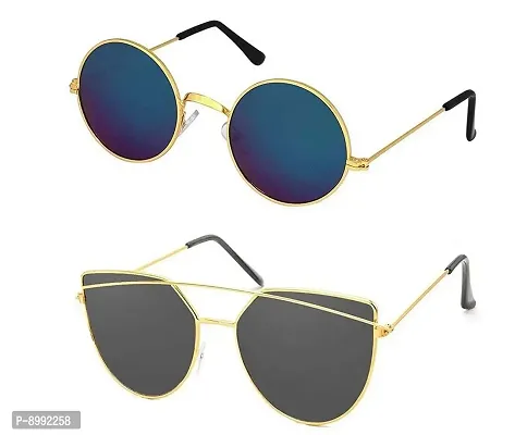 2019 Latest Fashion Sunglasses combo For Men and Women (COMBO_MA-034-S11_MA-040-S4) Blue  Black