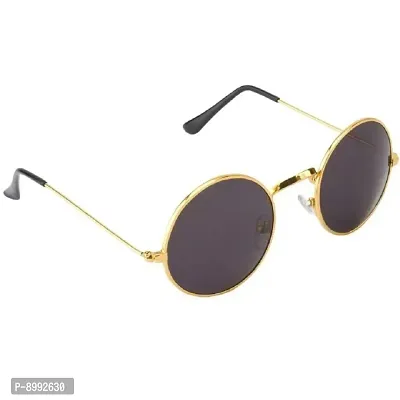 ARZONAI Famous Round Stylish Fashion Sunglasses for Men and Woman | Boys and Girls (Golden-Black)-thumb0