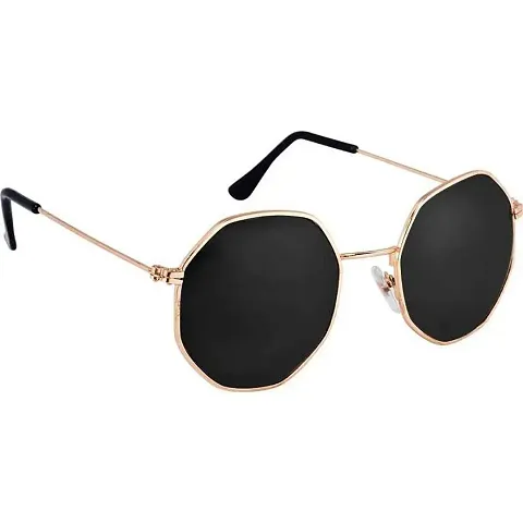 CREEK UV Protection Octagonal Shape Golden Unisex Sunglasses (Black, free size)- Pack of 1