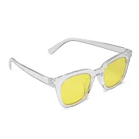 Retro Square Stylish Unisex Sunglasses (Transparent-Yellow)-thumb1