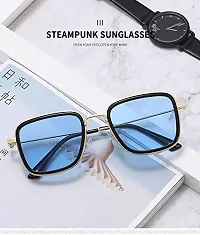 Modern Blue Metal Sunglasses-thumb2