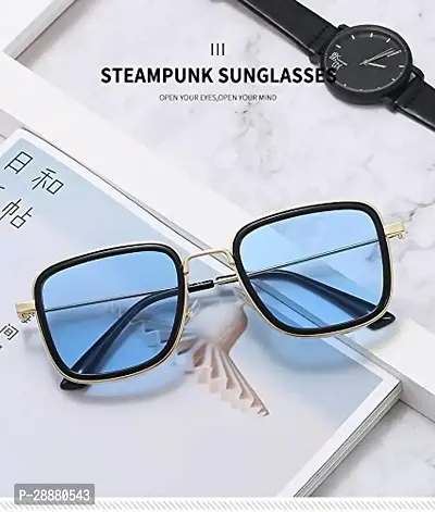 Modern Blue Metal Sunglasses-thumb3