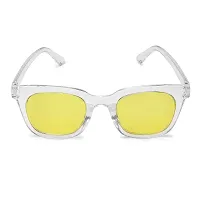 Retro Square Stylish Unisex Sunglasses (Transparent-Yellow)-thumb3