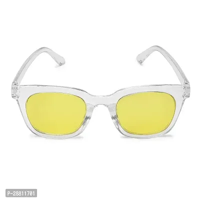 Retro Square Stylish Unisex Sunglasses (Transparent-Yellow)-thumb4