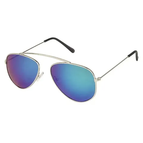 Stylish Hartley Aviator Shape Silver-Green Uv Protection Sunglasses For Women