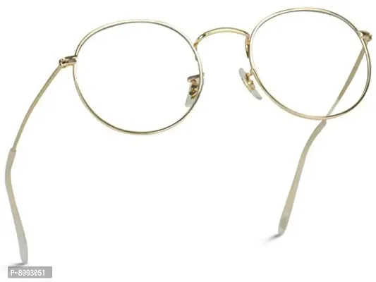 ARZONAI Unisex Adult Oval Sunglasses (Golden Frame, Transparent Lens) (Medium)