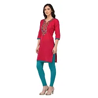 Arzonai Cotton Embroidered Casual  Ceremony Kurti for Women's (PINK)-thumb2