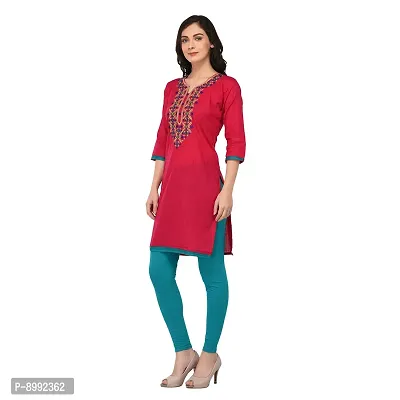 Arzonai Cotton Embroidered Casual  Ceremony Kurti for Women's (PINK)-thumb3