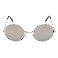 Arzonai Hammond Round Shape Silver-Silver Mirrored UV Protection Sunglasses For Men  Women [MA-040-S16 ]-thumb2