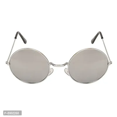 Arzonai Hammond Round Shape Silver-Silver Mirrored UV Protection Sunglasses For Men  Women [MA-040-S16 ]-thumb3