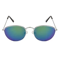 Arzonai Jones Mirrored Oval Shape Silver-Green UV Protection Sunglasses For Men  Women [MA-310-S2 ]-thumb2