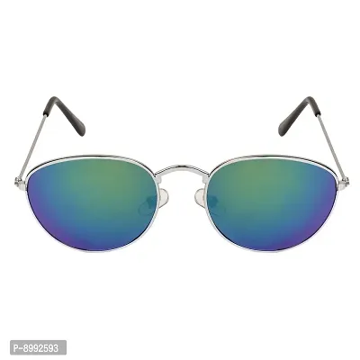 Arzonai Jones Mirrored Oval Shape Silver-Green UV Protection Sunglasses For Men  Women [MA-310-S2 ]-thumb3