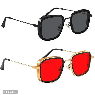 Arzonai Carryminati Metal Square Unisex Sunglasses (Large) Pack of 2