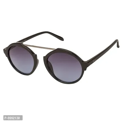 Arzonai Spartan Round Shape Black-Blue Mirrored UV Protection Sunglasses For Men  Women [MA-005-S3 ]