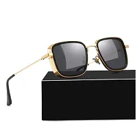 Arzonai Carryminati Mens Square Sunglasses Golden |Silver Frame, Black Lens (Medium) Pack of 2-thumb2