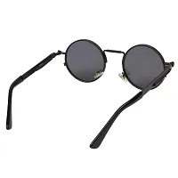 ARZONAI Mens Steampunk Round Sunglasses, Frame Colour:- Black , Lens Colour- Black (Medium) ndash; Pack of 1-thumb4