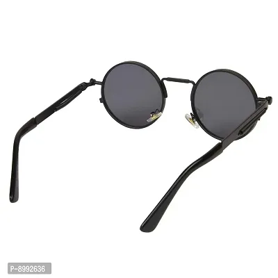 ARZONAI Mens Steampunk Round Sunglasses, Frame Colour:- Black , Lens Colour- Black (Medium) ndash; Pack of 1-thumb5