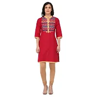 Arzonai Cotton Printed Casual  Ceremony Kurti for Women's (PINK)-thumb1