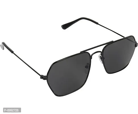ARZONAI Men's Square Sunglasses Black Frame, Black Lens (Medium)