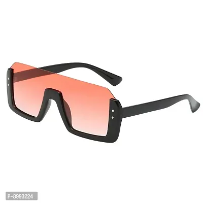 ARZONAI Shahid Kapoor | Sahil khan SQUARE Retro Sunglasses Black Frame, Orange lens (Large) ndash; Pack of 1