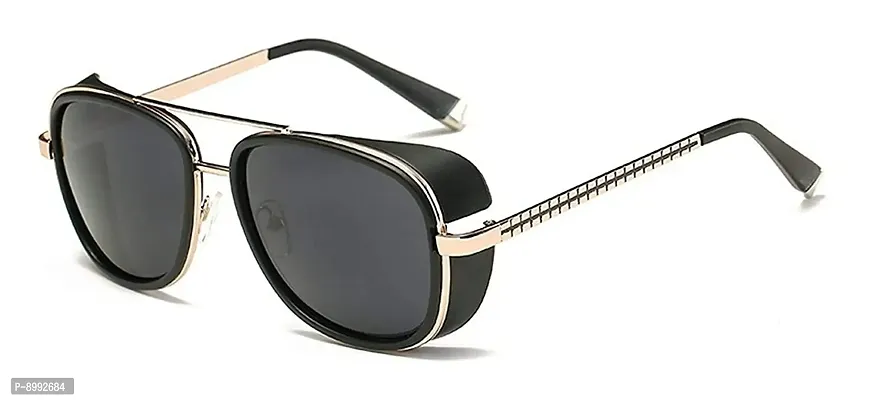 ARZONAI Unisex Adult Aviator Sunglasses Black Frame, Black Lens (Medium) - Pack of 1