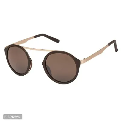 Arzonai Fisher Round Shape Brown-Brown UV Protection Sunglasses For Men  Women [MA-009-S4 ]