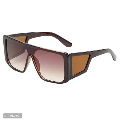 ARZONAI Mens Square Sunglasses , Brown Frame , Brown Lens (Large) Pack of 1