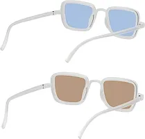Arzonai Latest Combo | Pack of 2 Plastic Rectanguar UV Protection Sunglasses for Men  Boys (Blue, Brown)-thumb3
