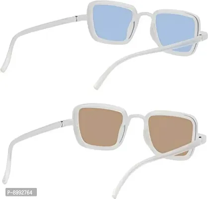 Arzonai Latest Combo | Pack of 2 Plastic Rectanguar UV Protection Sunglasses for Men  Boys (Blue, Brown)-thumb4