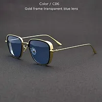 Modern Blue Metal Sunglasses-thumb1