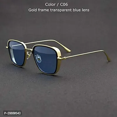 Modern Blue Metal Sunglasses-thumb2