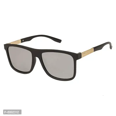 Arzonai Marico Square Black-Silver UV Protection Sunglasses For Men  Women |MA-501-S4|
