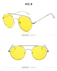 ARZONAIRound Metal Unisex Sunglasses (Yellow Lens, Medium)-thumb2