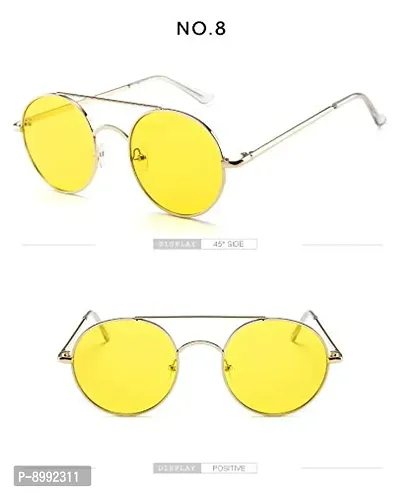 ARZONAIRound Metal Unisex Sunglasses (Yellow Lens, Medium)-thumb3