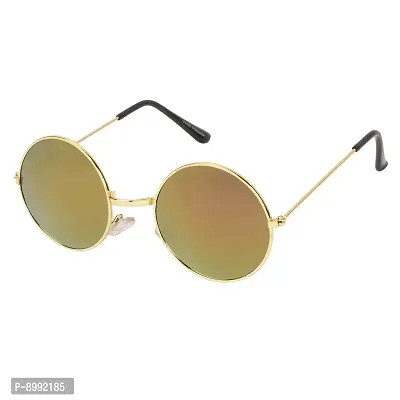 Arzonai Hammond Round Shape Golden-Orange Mirrored UV Protection Sunglasses For Men  Women [MA-040-S10 ]-thumb0