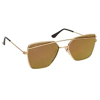Arzonai Bennett Retro Square Shape Golden-Orange Mirrored UV Protection Sunglasses For Men  Women [MA-036-S3 ]-thumb1