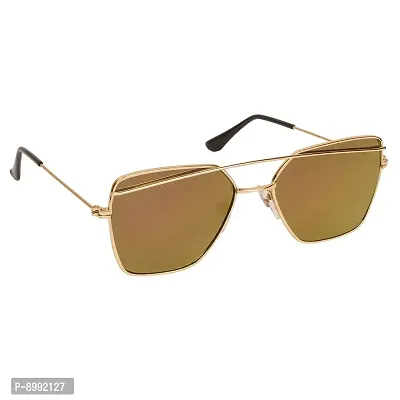 Arzonai Bennett Retro Square Shape Golden-Orange Mirrored UV Protection Sunglasses For Men  Women [MA-036-S3 ]-thumb2