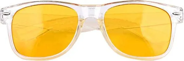 Trendy Wayfarer Square Shape Plastic Stylish Sunglasses For Women (Transparent-Yellow)-thumb1