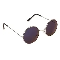 Arzonai Hammond Round Shape Silver-Blue Mirrored UV Protection Sunglasses For Men  Women [MA-040-S18 ]-thumb1