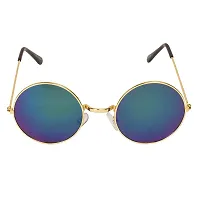 Arzonai Hammond Round Shape Golden-Green Mirrored UV Protection Sunglasses For Men  Women [MA-040-S4 ]-thumb2