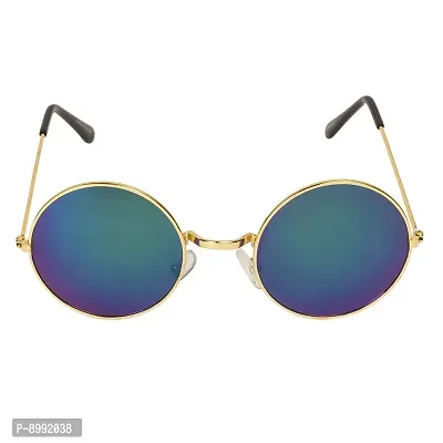 Arzonai Hammond Round Shape Golden-Green Mirrored UV Protection Sunglasses For Men  Women [MA-040-S4 ]-thumb3